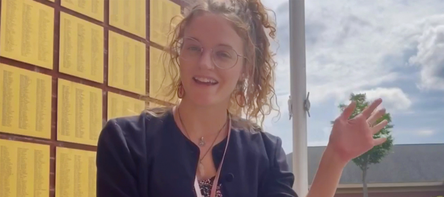 woman speaking to camera