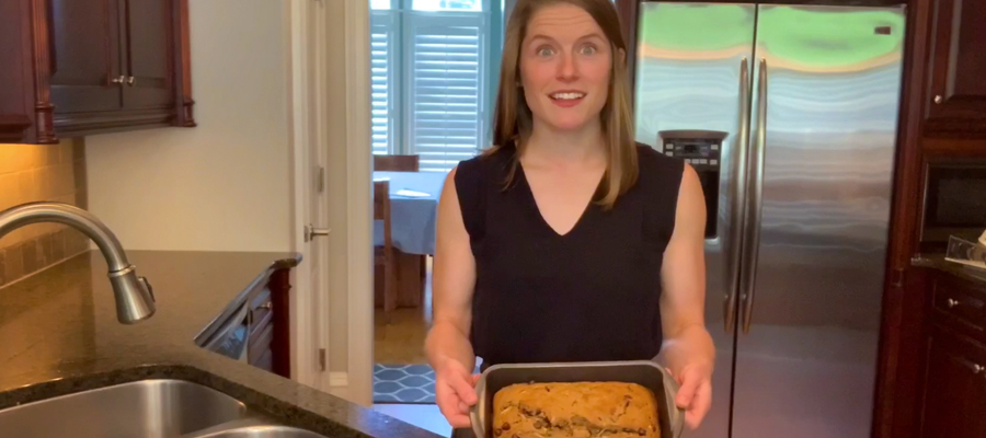 woman baking zuchini bread