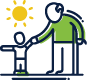 grandfather walking with grandson icon