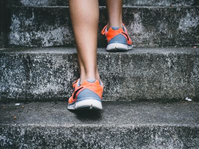 Shoes, feet walking up steps image