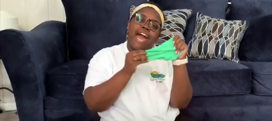 Woman showing homemade slime image