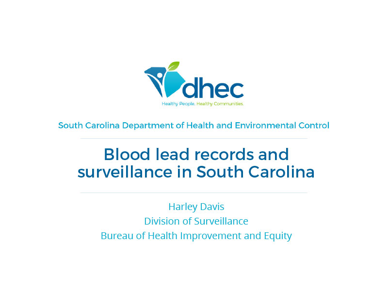 Blood lead records and surveillance in South Carolina panel presentation title slide