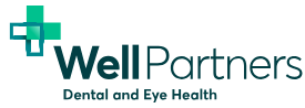 Well Partners Dental and Eye Health with green health cross in upper left