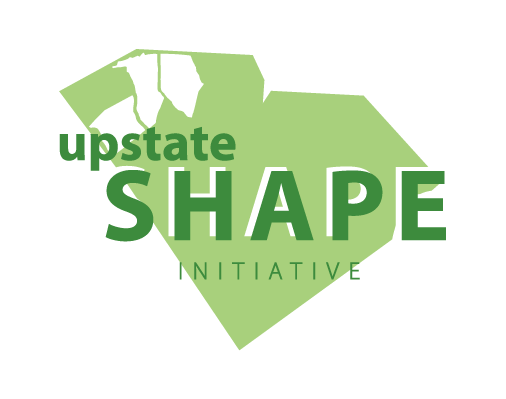 Green SC with the upstate in white. Text in front says 'upstate SHAPE Initiative'