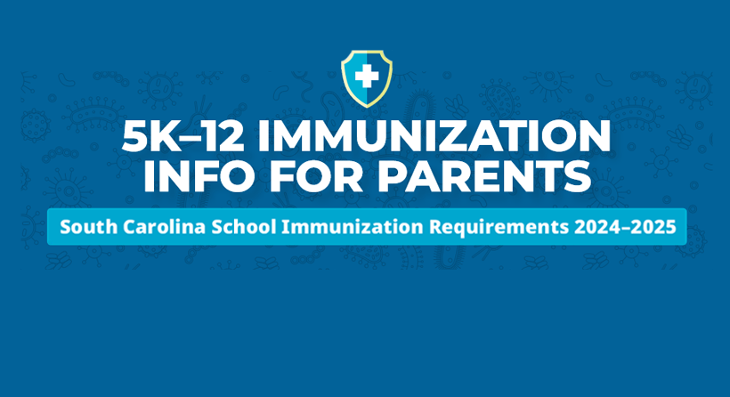 Blue header with white text of linked file- 5k-12 Immunization Info for Parents