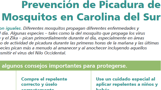 Prevención de Picadura de Mosquitos en Carolina del Sur (formato PDF)