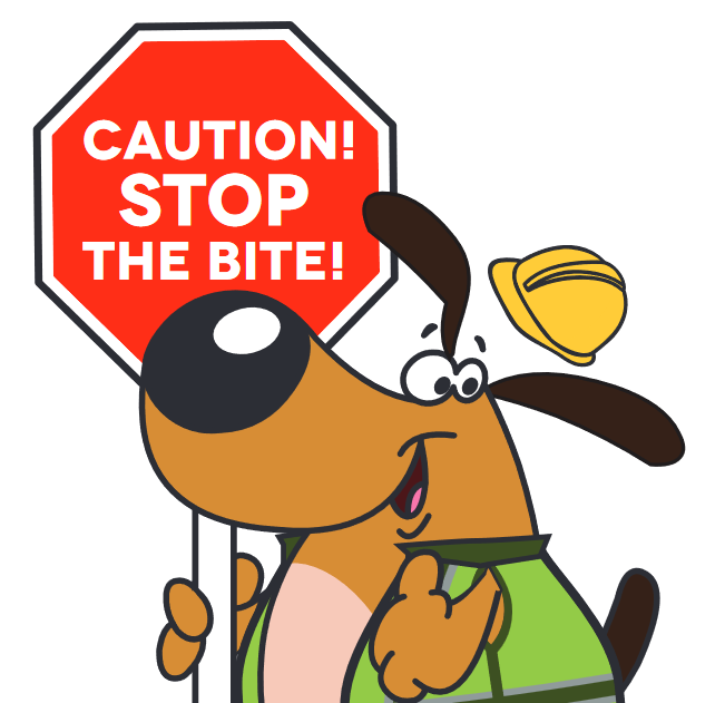 caution stop the bite mascot