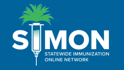 SIMON Logo in white- blue background