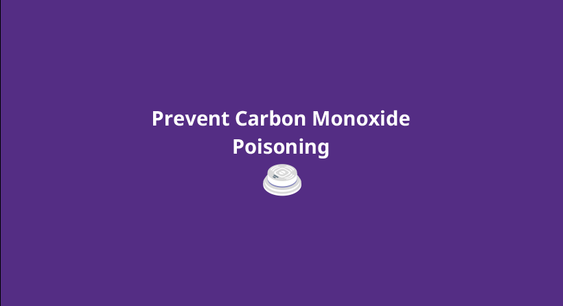 Prevent CO Poisoning with detector below on purple background