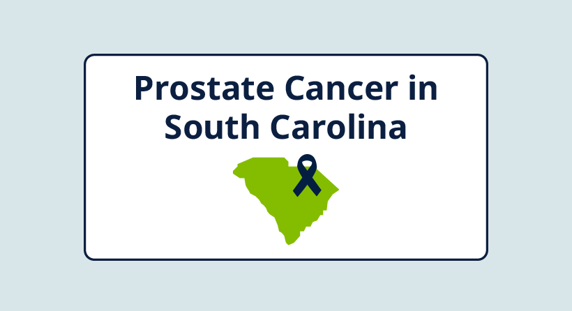 Prostate Cancer in SC with green SC state with dark blue ribbon on top right