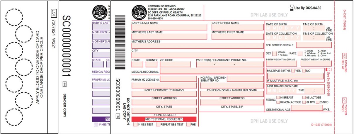 NBS Bloodspot Correction Card