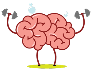 Cartoon brain lifting weights illustration image
