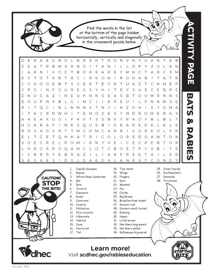 Bats & Rabies Word Search image