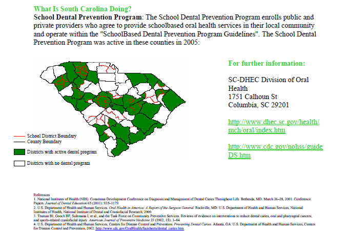 Dental Sealants in South Carolina Fact Sheet (pdf)
