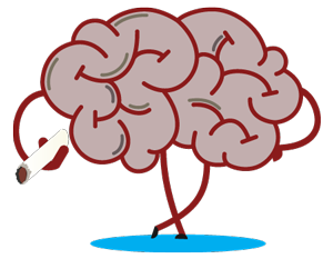 Cartoon brain smoking cigarette illustration image