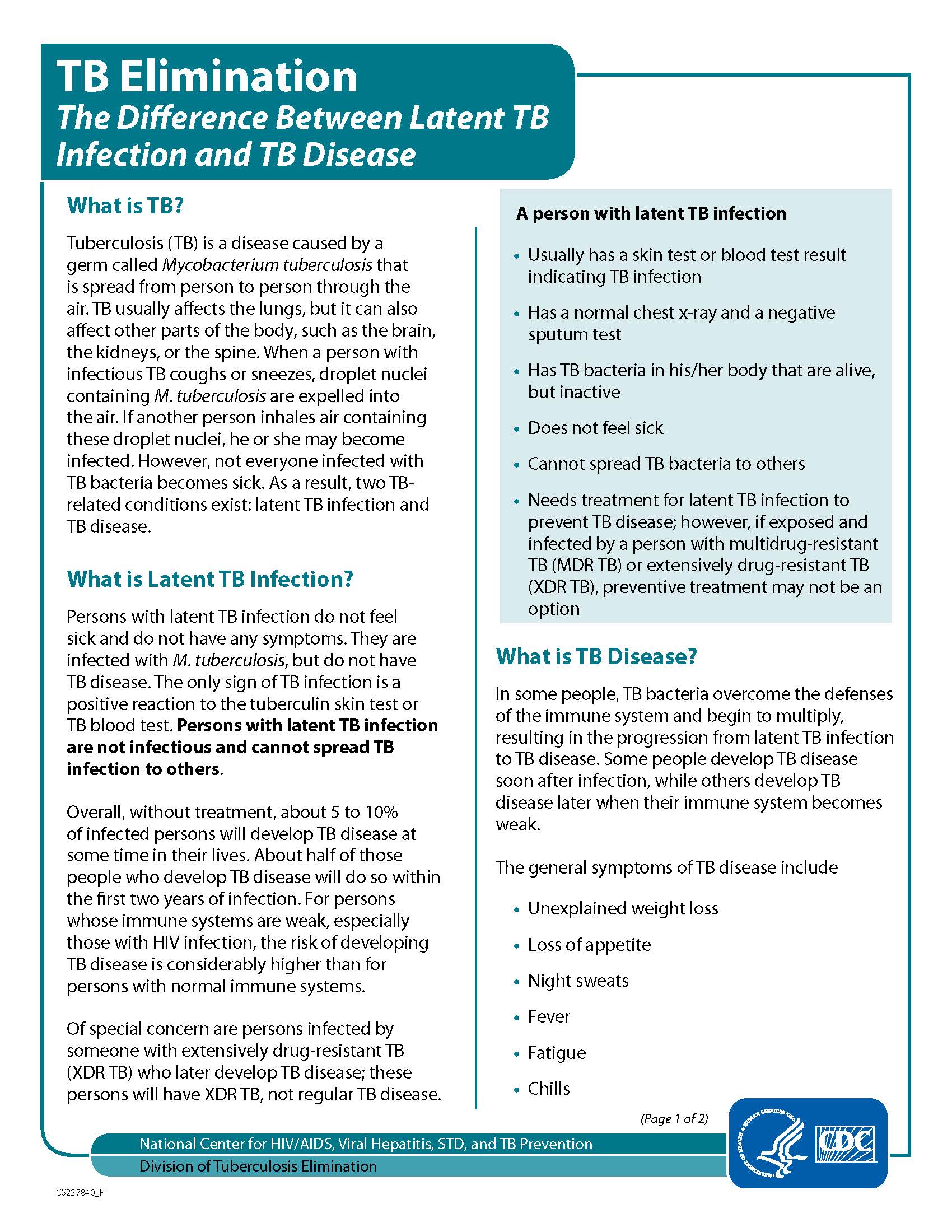 The Difference between LTBI and TB Disease (English) pdf image