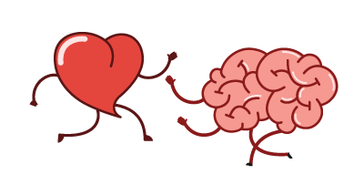 Cartoon heart and brain illustration image