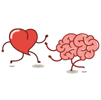 Brain and heart high fiving