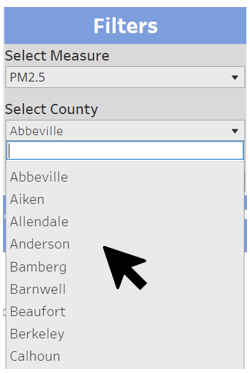 Select County filter dropdown menu image