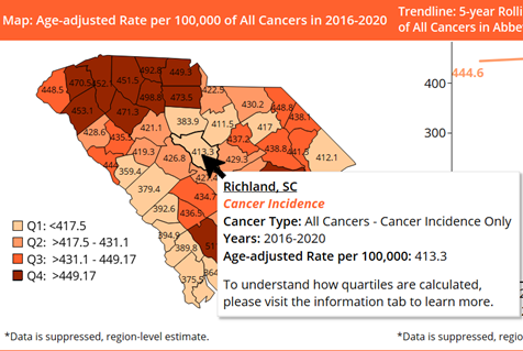 Cancer Dashboard county map example image