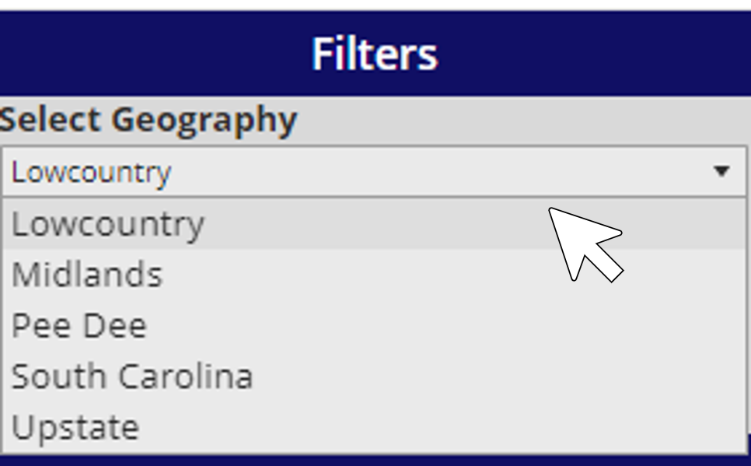 Select Geography filter dropdown example image