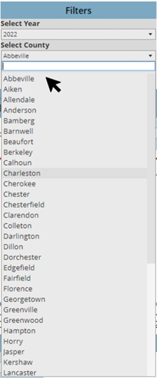 Select County filter dropdown example image