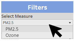 Select Measure filter dropdown menu image