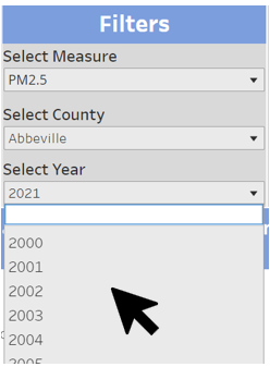 Select Year filter dropdown menu image