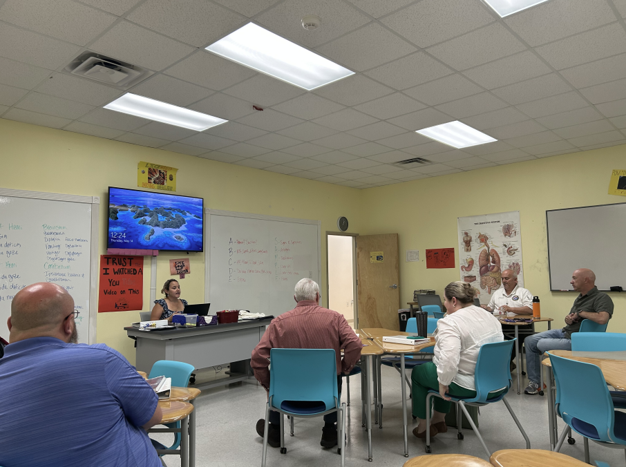 Stroke training class in classroom.