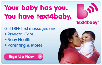 Text4baby sign-up graphic and link