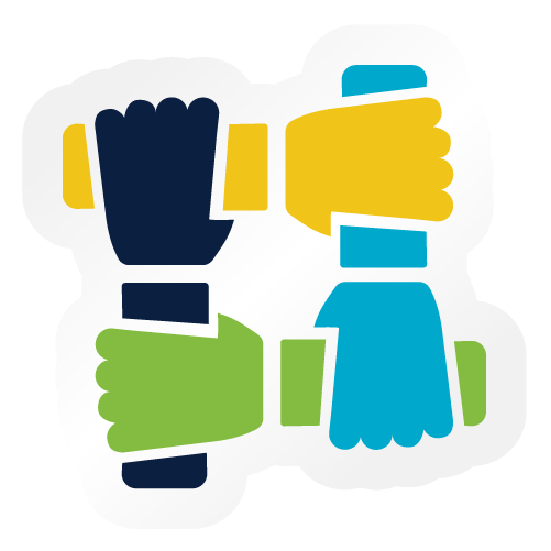 four arms holding on to other's wrist in square pattern sticker