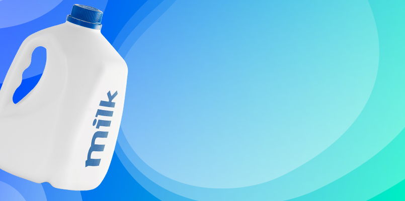 gallon of milk on blue background