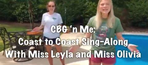 Two women standing image with "CBD 'n Me Coast to Coast Sing-Along With Miss Leyla and Miss Olivia" wording