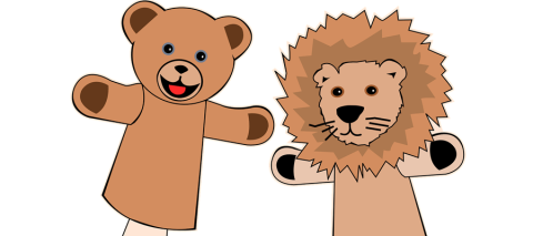 Bear and Lion finger puppets