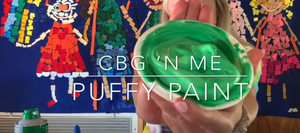 Person holding green puffy paint image